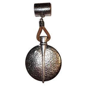 NEW silvertone Black Aged Filigree Metal Scarf Purse Slide Cork Rope DISC